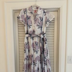 Victoria Dunn White and Purple Floral Maxi Dress
